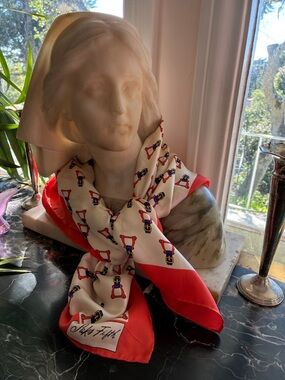 Saks Fifth Avenue Silk Scarf with bold Border and Nautical Link Print